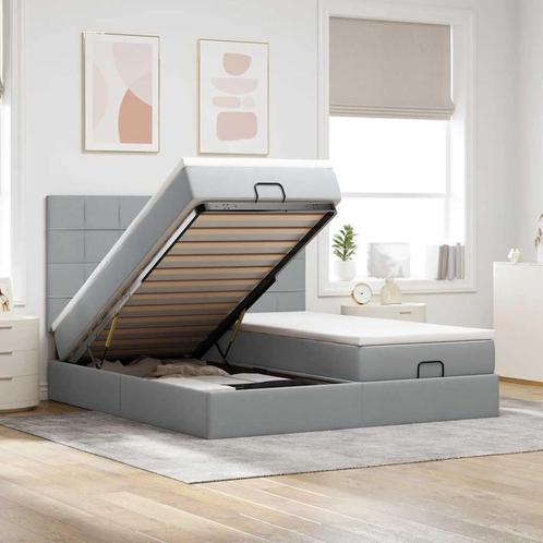 vidaXL Ottoman bed met matrassen 160x200cm stof lichtgrijs, Huis en Inrichting, Slaapkamer | Bedden, Nieuw, Verzenden