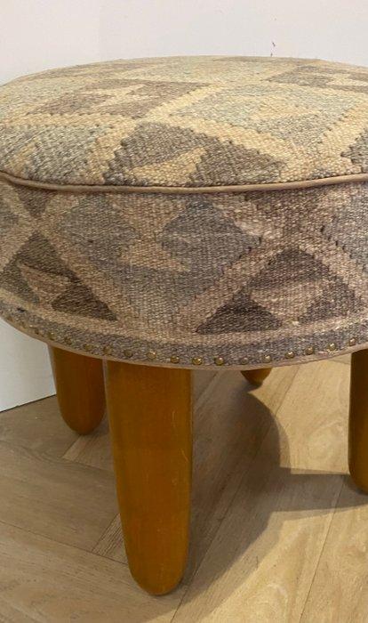 Pouf - Bois, Laine, Antiek en Kunst, Kunst | Designobjecten