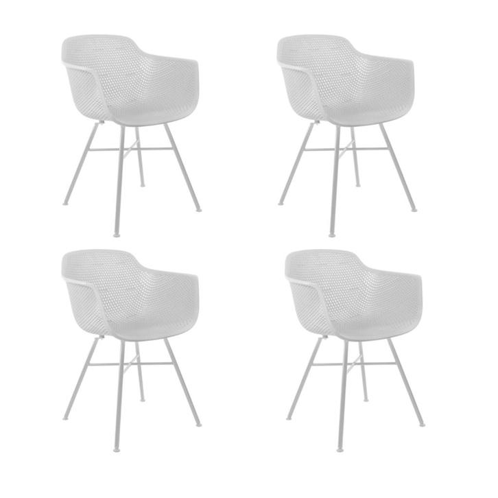 2dekans | Kick Set van 4 Tuinstoelen Indy Wit - Wit Frame -, Tuin en Terras, Tuinsets en Loungesets, Ophalen of Verzenden