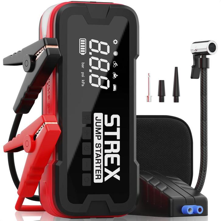 Strex Jumpstartermet Compressor - 4000A / 24.000 mAh, Auto diversen, Jumpstarters, Verzenden