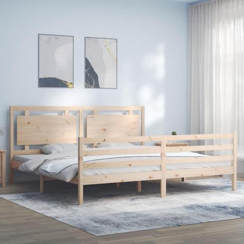 vidaXL Bedframe met hoofdbord massief hout, Huis en Inrichting, Slaapkamer | Bedden, Nieuw, Verzenden