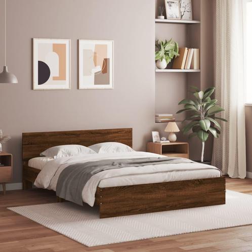 vidaXL Bedframe met hoofdeinde bruin eikenkleur 140x200 cm, Huis en Inrichting, Slaapkamer | Bedden, Nieuw, Verzenden