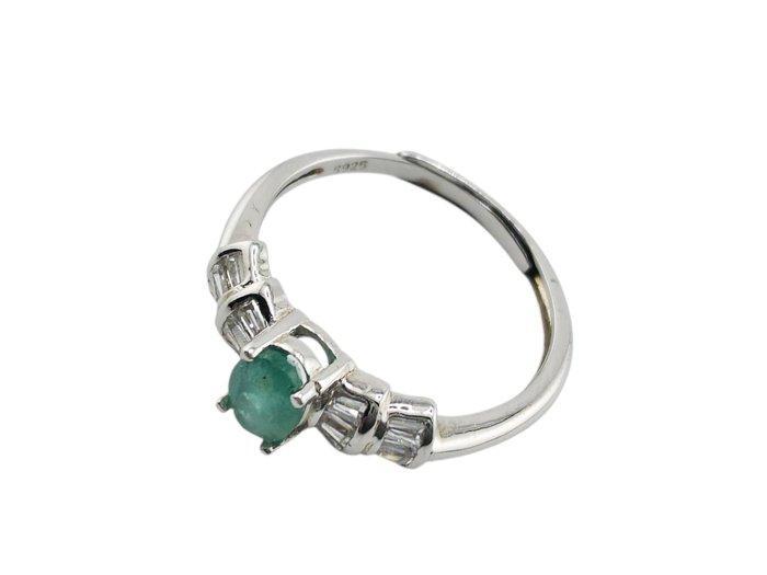 Zonder Minimumprijs - Ring Zilver - 0.49ct. tw. Smaragd, Handtassen en Accessoires, Ringen