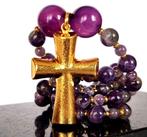 Amethist - Collier – Christendom – Gouden Latijns kruis –, Antiek en Kunst