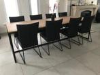 Set van 8 leren eetkamerstoelen - met designpoot - zwart, Huis en Inrichting, Stoelen, Nieuw, Industrieel, Leer, Ophalen of Verzenden
