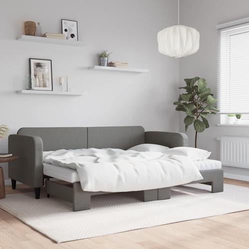 vidaXL Slaapbank onderschuifbed matrassen 80x200 cm stof, Huis en Inrichting, Slaapkamer | Bedden, Nieuw, Verzenden