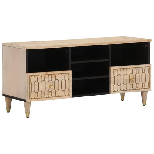 vidaXL Meuble TV 100x33x46 cm bois massif de manguier, Maison & Meubles, Armoires | Mobilier de télévision, Neuf, Envoi