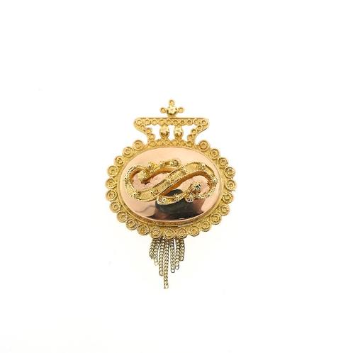 Bicolor gouden oud Hollandse broche van een mutsenbel | A..., Handtassen en Accessoires, Bedels, Gebruikt, Overige merken, Goud