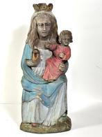 Statue en bois polychrome - Vierge à lenfant - 42 cm - Bois, Antiek en Kunst