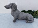 Statue, zwaar en stoer beeld van een teckel - 24 cm - pierre