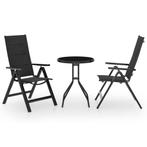 vidaXL Ensemble de bistrot 3 pcs noir et anthracite, Jardin & Terrasse, Verzenden, Neuf