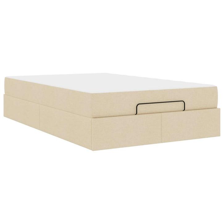 vidaXL Bedframe met matras met matras 2 pcs Crème Stof, Huis en Inrichting, Slaapkamer | Bedden, Nieuw, Verzenden