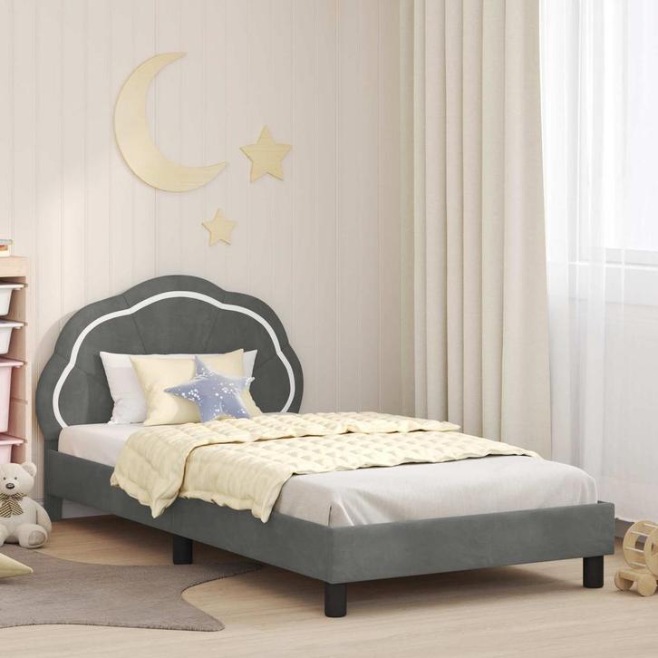 vidaXL Kinderen bedframe met hoofdboard Donkergrijs 80 x 200, Huis en Inrichting, Slaapkamer | Bedden, Nieuw, Verzenden