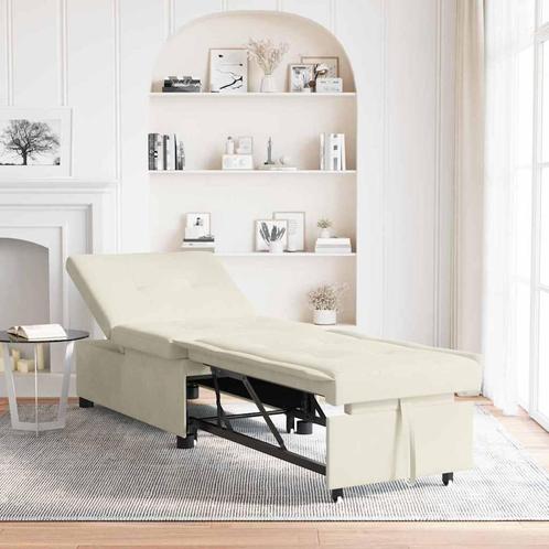vidaXL Slaapbank Crème 67 x 194 x 38 cm Fluweel, Huis en Inrichting, Zetels | Zetels, Nieuw, Verzenden