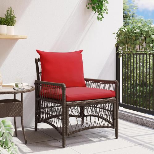 vidaXL Ligbed met Kussens Bruin 60x70x78 cm Poly Rattan, Tuin en Terras, Tuinstoelen, Nieuw, Verzenden