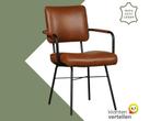 Leren eetkamerstoel Solid met armleuning - Granada Savannah, Bruin, Nieuw, Leer, Ophalen of Verzenden