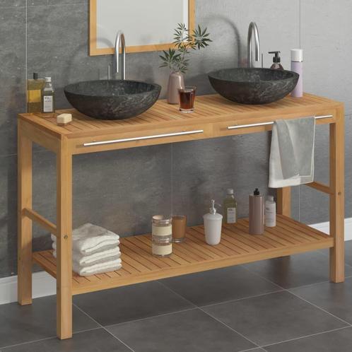 vidaXL Armoire de toilette en teck solide avec lavabos, Maison & Meubles, Tables | Coiffeuses, Neuf, Envoi