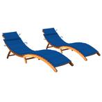vidaXL Ligbedden 2 st met kussens massief acaciahout, Tuin en Terras, Ligbedden, Verzenden, Nieuw
