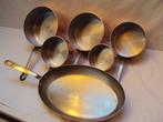 5 casseroles cuivre et 1 poêle ovale - Kookpottenset -