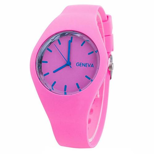 Fako® - Horloge - Geneva - Siliconen Ultra - Roze, Handtassen en Accessoires, Horloges | Dames, Verzenden