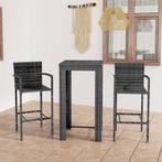 vidaXL 3-delige Tuinbarset met armleuningen poly rattan, Tuin en Terras, Verzenden, Nieuw