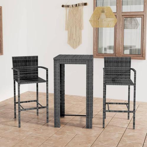 vidaXL 3-delige Tuinbarset met armleuningen poly rattan, Tuin en Terras, Tuinsets en Loungesets, Nieuw, Verzenden