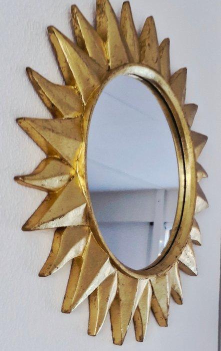 Spiegel - Glas, Composiet - Met zonnestraalrand, Antiek en Kunst, Curiosa en Brocante