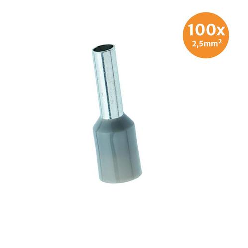 Adereindhuls Geïsoleerd 2,5mm² Grijs 100 stuks, Auto-onderdelen, Elektronica en Kabels, Ophalen of Verzenden