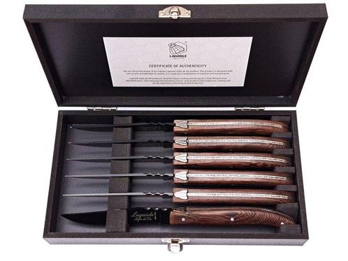 Laguiole - 6x Luxury Steak Knives - Wengé Wood - style de -, Antiek en Kunst, Antiek | Keukengerei