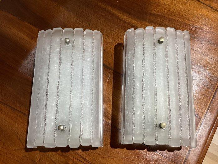 Hoffmeister Leuchten - Wandkandelaar (2) - Glas, Aluminium,, Antiek en Kunst, Antiek | Verlichting