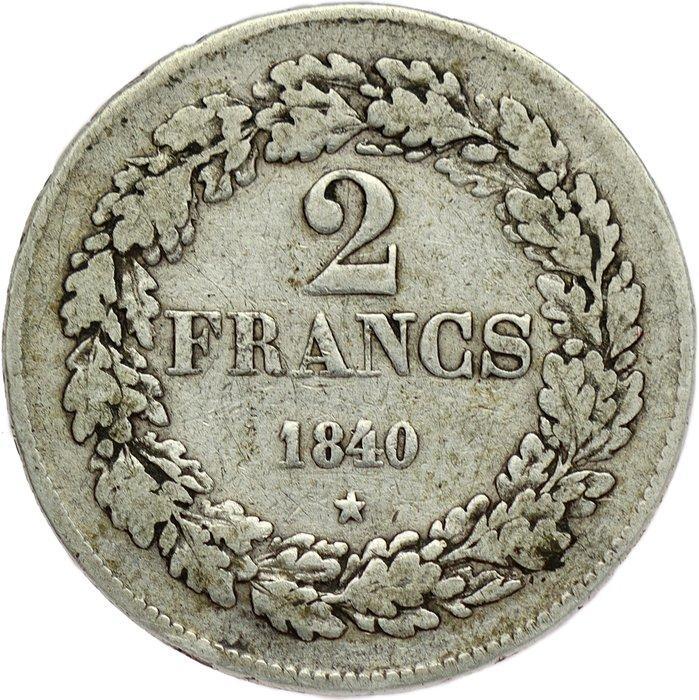 België. Leopold I. 2 Francs 1840 - position A - inclining to, Postzegels en Munten, Munten | Nederland