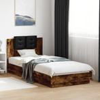 vidaXL Bedframe met hoofdbord en LED gerookt eikenkleur, Verzenden, Nieuw