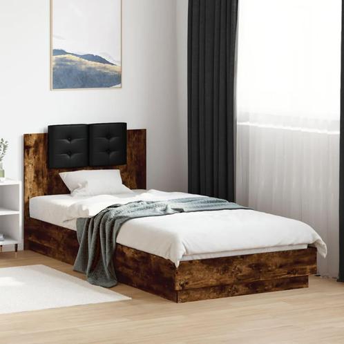 vidaXL Bedframe met hoofdbord en LED gerookt eikenkleur, Huis en Inrichting, Slaapkamer | Bedden, Nieuw, Verzenden