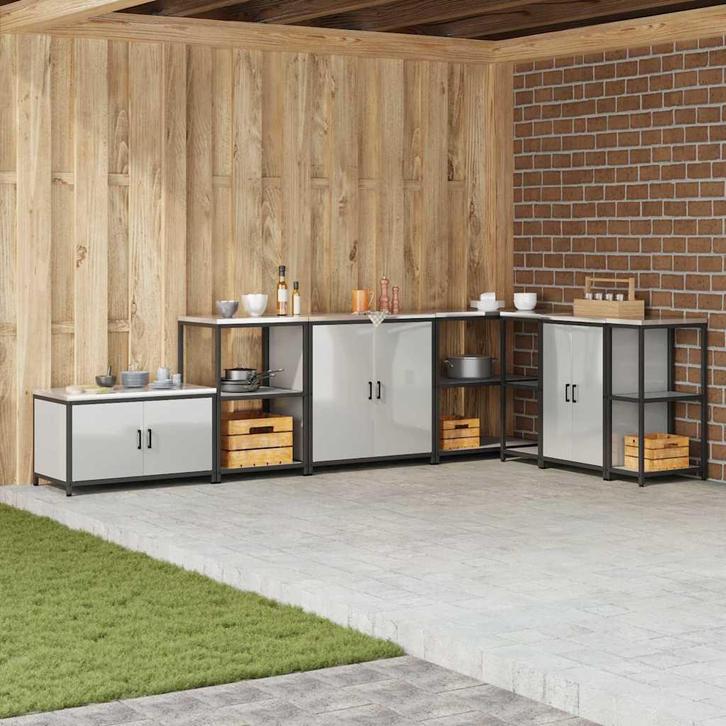 vidaXL Keukenopslag met plank met opslag Zilver 60 x 50 x 92, Huis en Inrichting, Kasten | Overige, Nieuw, Verzenden