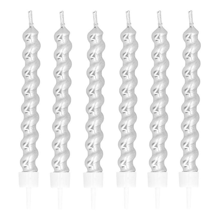 Zilveren Kaarsen Op Houder 6st, Hobby en Vrije tijd, Feestartikelen, Nieuw, Verzenden