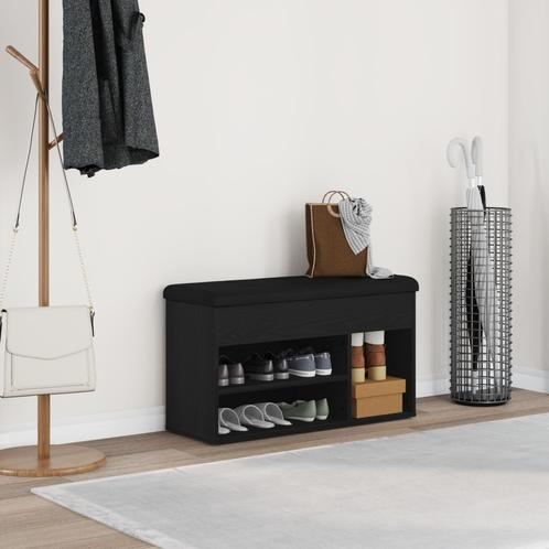 vidaXL Opbergbank Zwart Eiken 80x30x45 cm Engineered Wood, Huis en Inrichting, Overige Huis en Inrichting, Nieuw, Verzenden