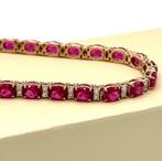 Tennis armband - 18 karaat Roségoud - 10.00ct. tw. Robijn -, Handtassen en Accessoires, Antieke sieraden