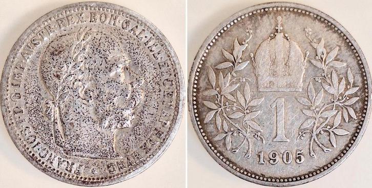 1 Krone 1905 Kaiser Fr-j, Österreich Ss, G5743 Franz Jose.., Postzegels en Munten, Munten | Europa | Niet-Euromunten, België, Verzenden