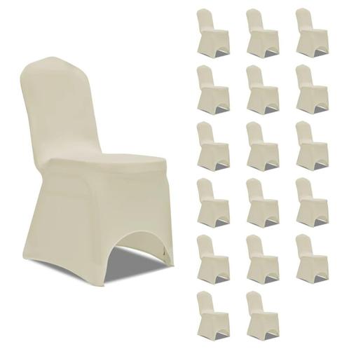 vidaXL Housses Ã©lastiques de chaise CrÃ¨me 18 pcs, Tuin en Terras, Tuinstoelen, Verzenden