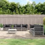 vidaXL 9-delige Loungeset met kussens staal wit, Tuin en Terras, Tuinsets en Loungesets, Verzenden, Nieuw, Loungeset