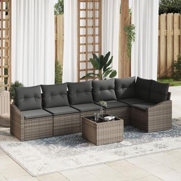 vidaXL 6-delige ligbed set met kussens zwart poly rattan, Verzenden