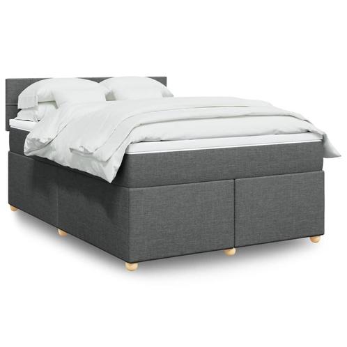 vidaXL Boxspring met matras stof donkergrijs 140x200 cm, Huis en Inrichting, Slaapkamer | Bedden, Nieuw, Verzenden