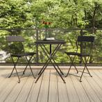 vidaXL Bistroset inklapbaar 3 st poly rattan zwart, Tuin en Terras, Verzenden, Nieuw