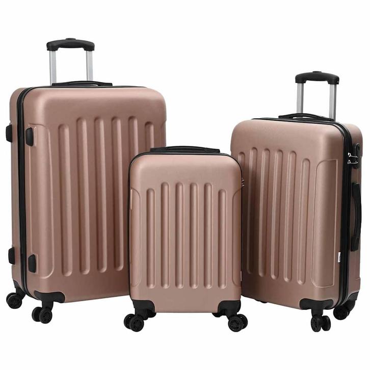 vidaXL Koffer met slot 3 pcs Rose Gold 50 x 31 x 78 cm ABS, Handtassen en Accessoires, Koffers, Nieuw, Verzenden