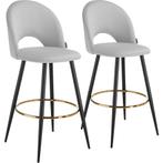 tectake Barkruk Sachel met rugleuning, fluweellook - lichtgr, Huis en Inrichting, Verzenden, Nieuw