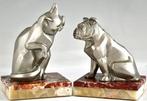 Irenée Rochard - Serre-livres (2) - Chat et chien Art Déco -