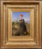 Alexandre Guillemin (1817-1880) - Donna che annusa un fiore, Antiek en Kunst, Kunst | Schilderijen | Klassiek