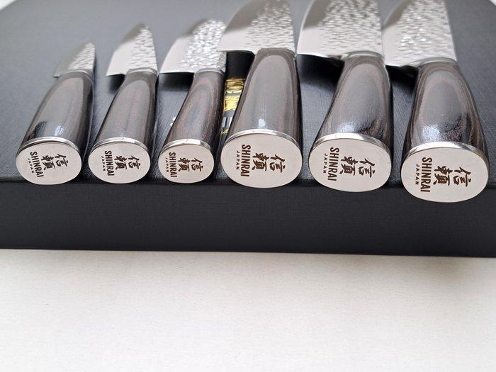 Shinrai - 6 Piece professional knives set - Hammered Steel -, Antiek en Kunst, Antiek | Keukengerei