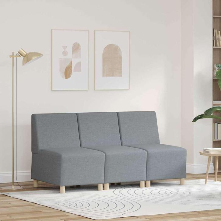 vidaXL Modulaire Sofa Eenheid Armless 3 pcs Lichtgrijs 55 x, Huis en Inrichting, Zetels | Zetels, Nieuw, Verzenden