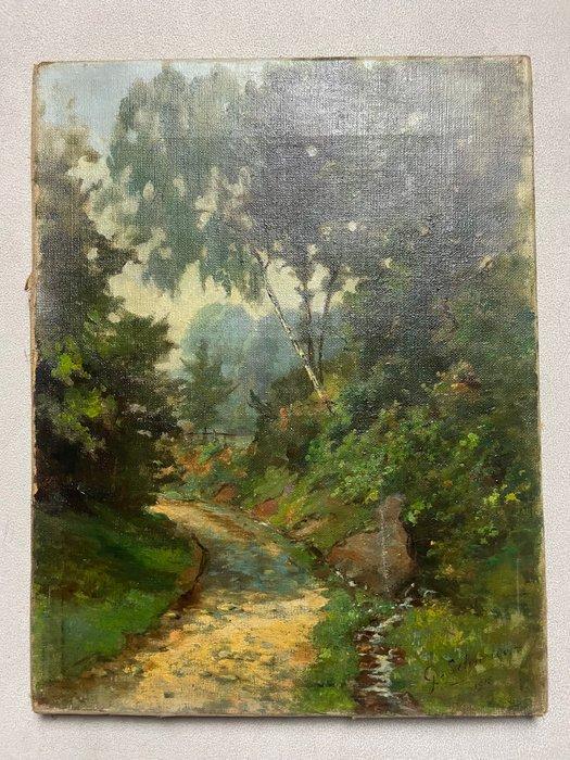 G. Schneider (XX) - Landschap met water in het bos, Antiquités & Art, Art | Peinture | Classique